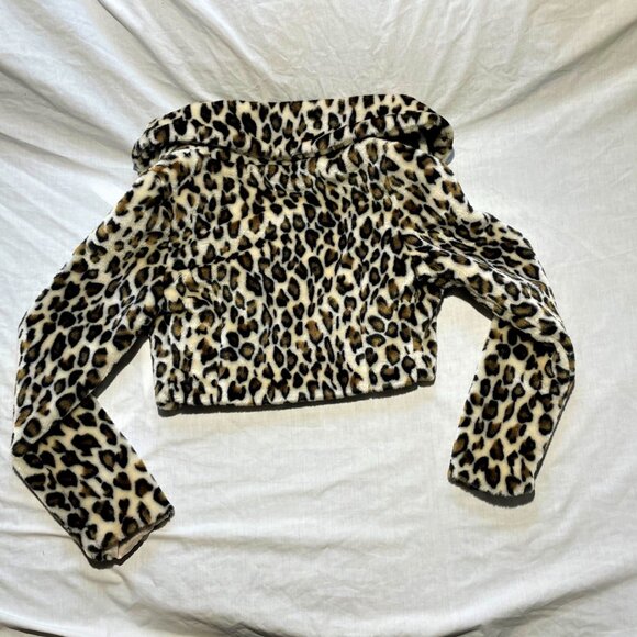 Wet Seal faux fur cheetah print leopard trim jacket womens small RN#78749 - Picture 6 of 9